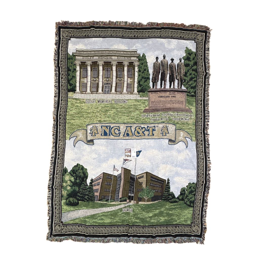 vintageラグ ブランケット マルチカバー タペストリー USA製 ノースカロライナA&T州立大学 記念館 Rug Blanket NC 2737