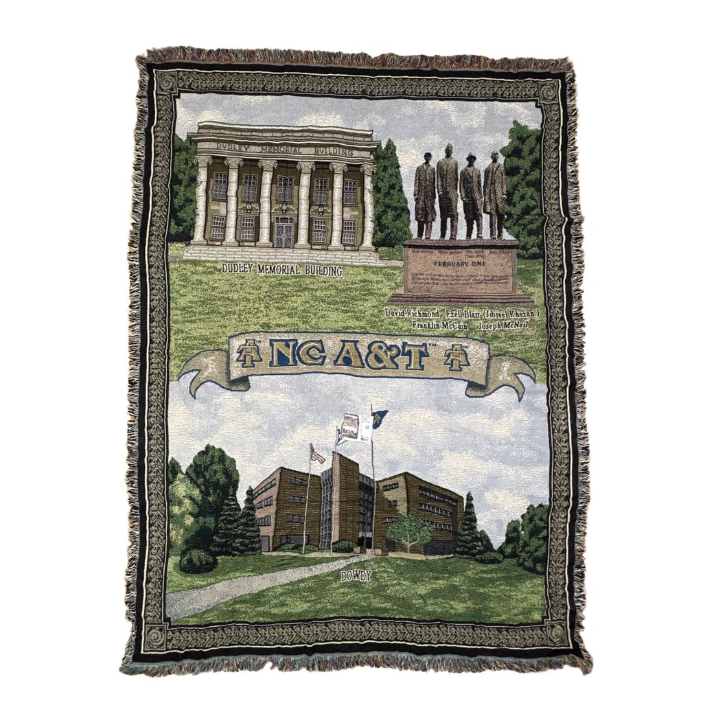 vintageラグ ブランケット マルチカバー タペストリー USA製 ノースカロライナA&T州立大学 記念館 Rug Blanket NC 2739