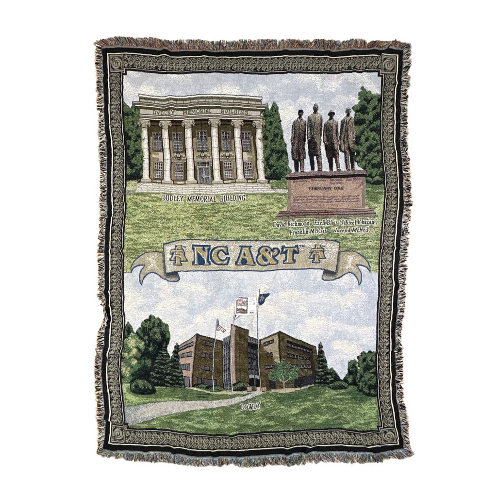 vintageラグ ブランケット マルチカバー タペストリー USA製 ノースカロライナA&T州立大学 記念館 Rug Blanket NC 2741