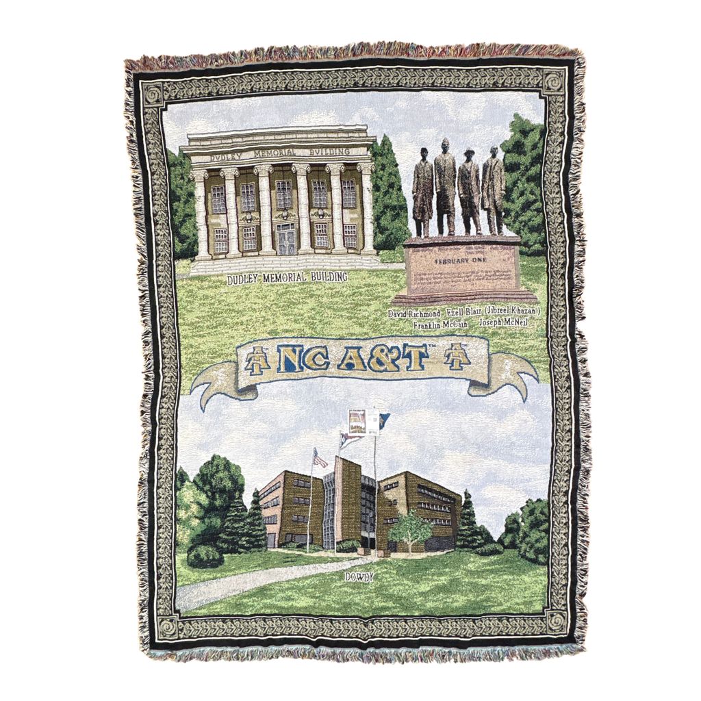 vintageラグ ブランケット マルチカバー タペストリー USA製 ノースカロライナA&T州立大学 記念館 Rug Blanket NC 2742