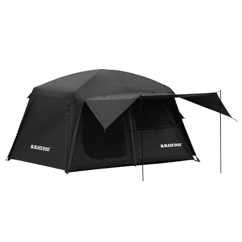 BLACKDOG ロッジ型テント 峯宛6.8 4-6人用 耐水圧5000mm 防風 遮光 UVカット UPF50+ 大型 設営簡単 前室ポール付き小屋型 キャンピング アウトドア ファミリー お花見 収納袋付き★m 8bed4326
