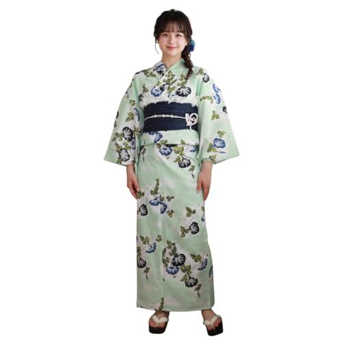 [ブリリアントピース] 「和なでしこ」 浴衣 レディース セット「薄緑地に朝顔」ときめき恋浴衣3点セット 浴衣 帯 下駄★m 1991a420