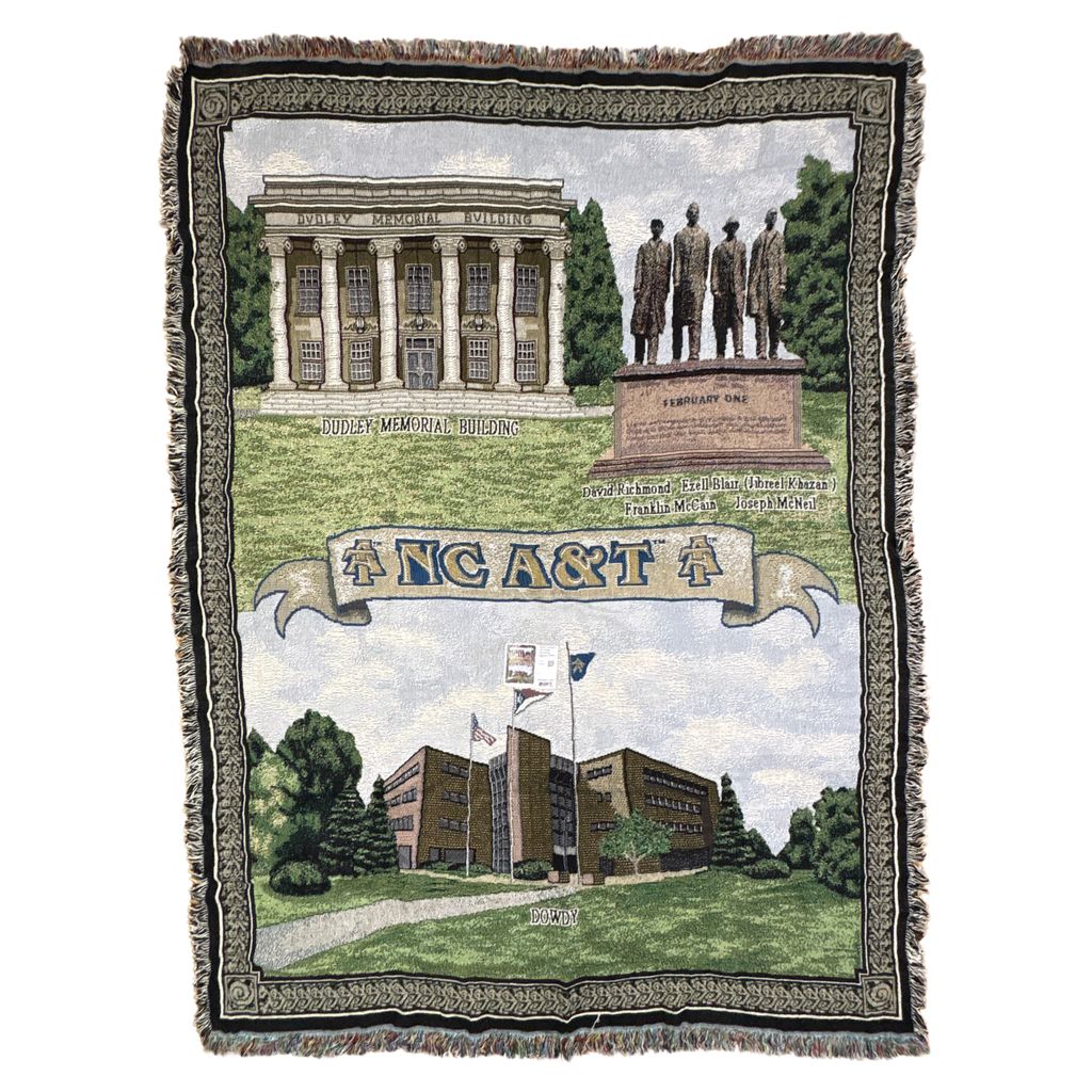 vintageラグ ブランケット マルチカバー タペストリー USA製 ノースカロライナA&T州立大学 記念館 Rug Blanket NC 2743