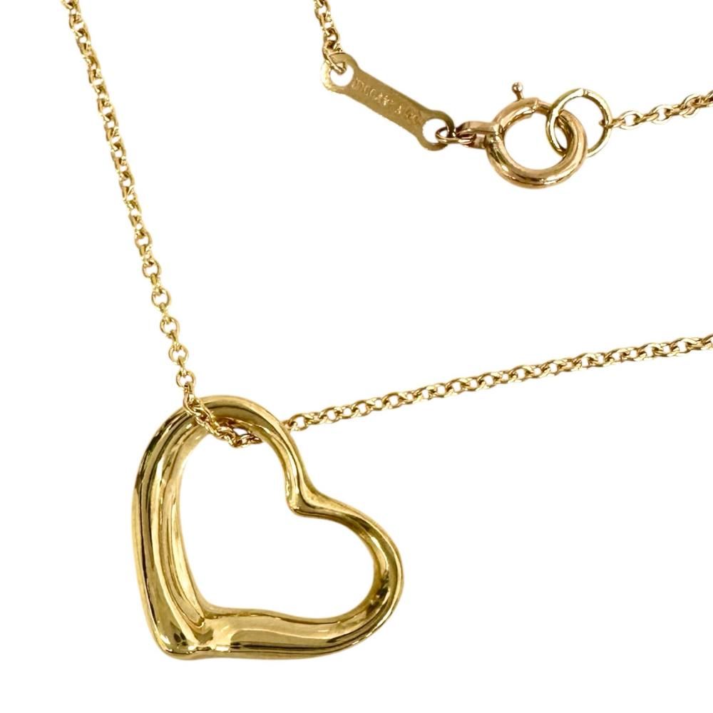 【TIFFANY&Co./ティファニー】オープンハート エルサペレッティ ミニサイズ ネックレス K18YGイエローゴールド 18金 3.1g 41cm レディース 【中古】【真子質店】【GD】