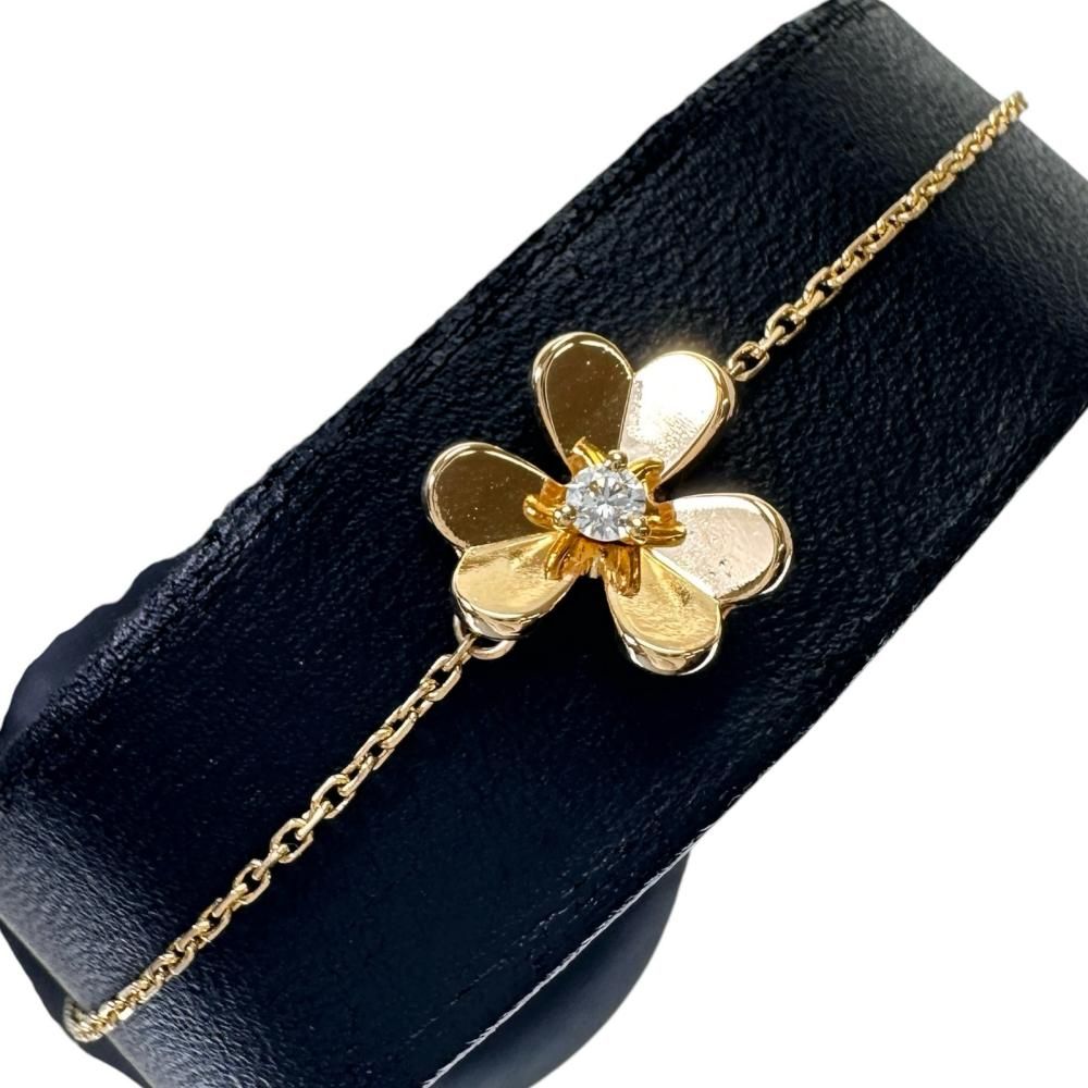 【Van Cleef & Arpels/ヴァンクリーフ＆アーペル】フリヴォル ミニ 1Pダイヤ ダイヤモンド ブレスレット K18YGイエローゴールド 18金 2.2g 17.5cm レディース 【中古】【真子質店】【GD】