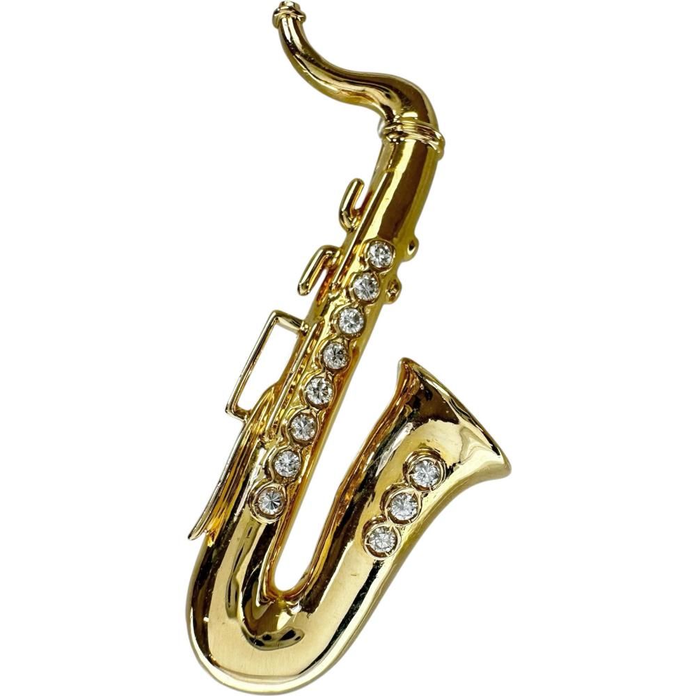 サックスモチーフ ペンダントトップ ダイヤモンド 0.22ct ブローチ K18ゴールド 18金 10.6g レディース 【中古】【真子質店】【NN】