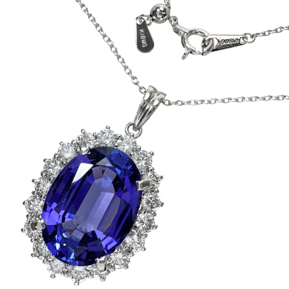 タンザナイト 8.78ct ダイヤモンド 1.37ct ネックレス K18WGホワイト
