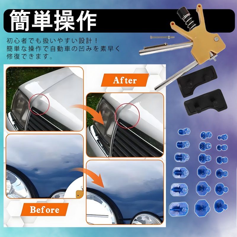 自動車 デント修復ツール 車 凹み修理工具 へこみ直す デントリペアツール 車へこみ修理 塗料無し デントの修復 引っ張り 板金工具 DIY修理工具 凹み 補修 整備工具 thumbnail 3