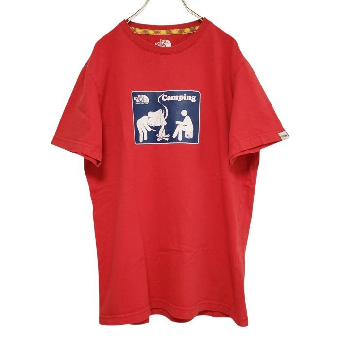 THE NORTH FACE レッドTシャツ＆ショートパンツセット(古着) ノースフェイス THE NORTH FACE Tシャツ 半袖Tシャツ メンズ L 赤