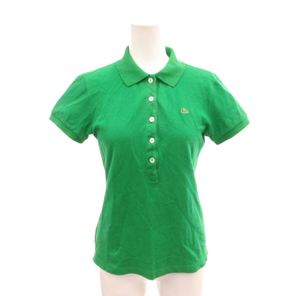 ラコステ LACOSTE ポロシャツ 40 緑 グリーン 半袖 襟付き マルチボタン ロゴ /MX ■ECF005