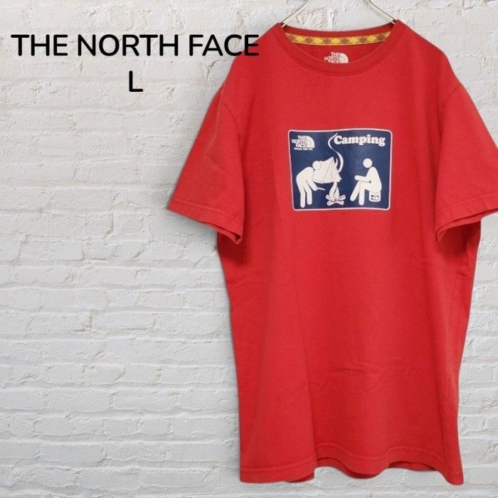 ノースフェイス THE NORTH FACE Tシャツ 半袖Tシャツ メンズ L 赤