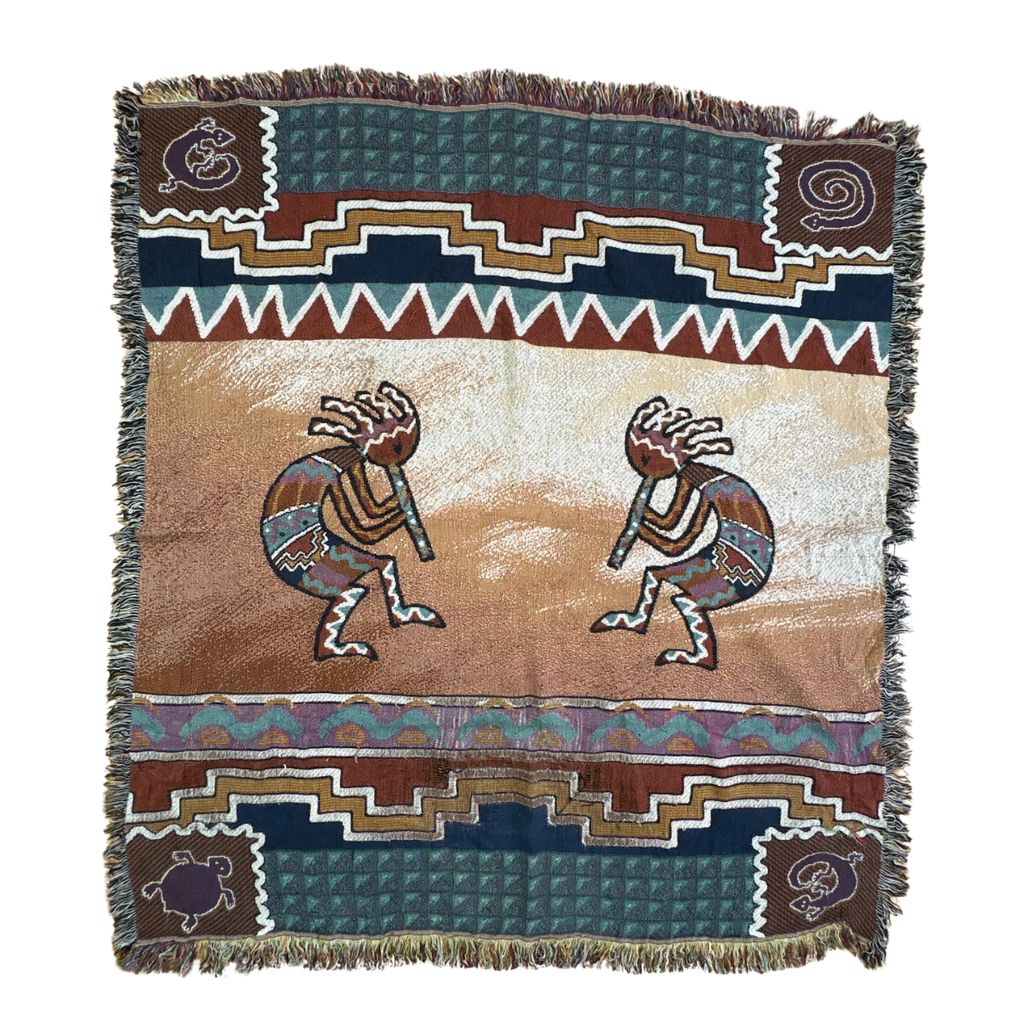 vintageラグ ブランケット マルチカバー タペストリー ネイティブアメリカン ココペリ 民族 Rug Blanket Kokopelli 2772