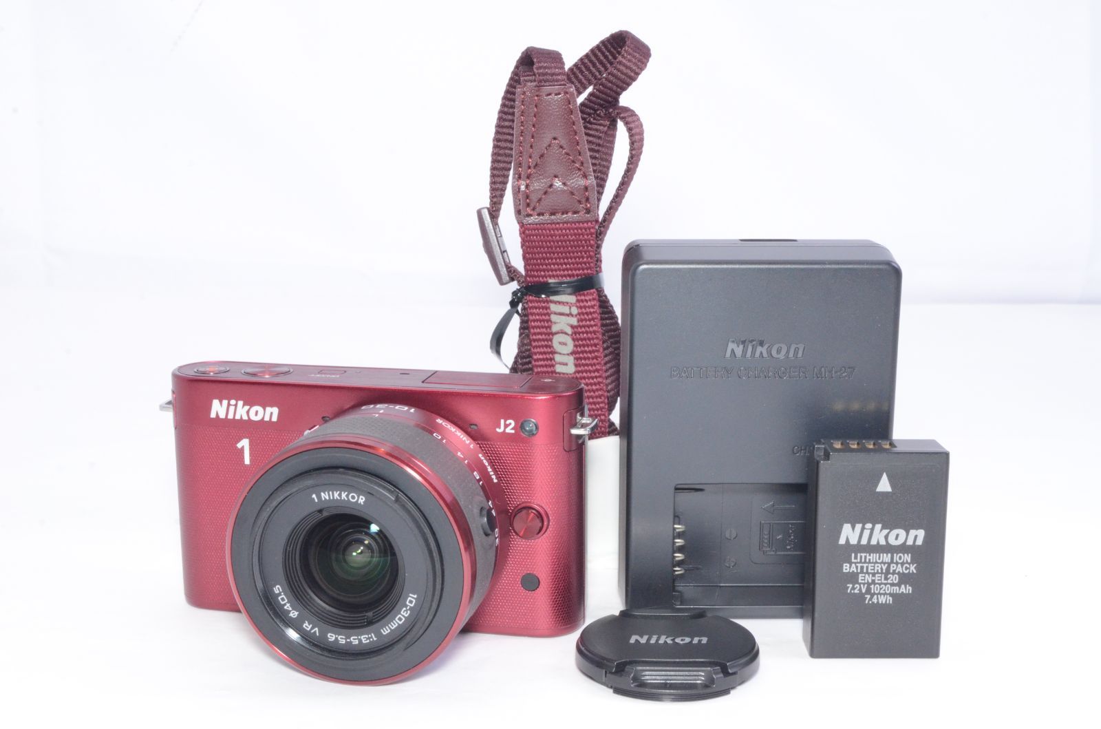 【美品】Nikon 1 J2 レンズキット レッド ニコンワン ジェイワン ミラーレス一眼カメラ
