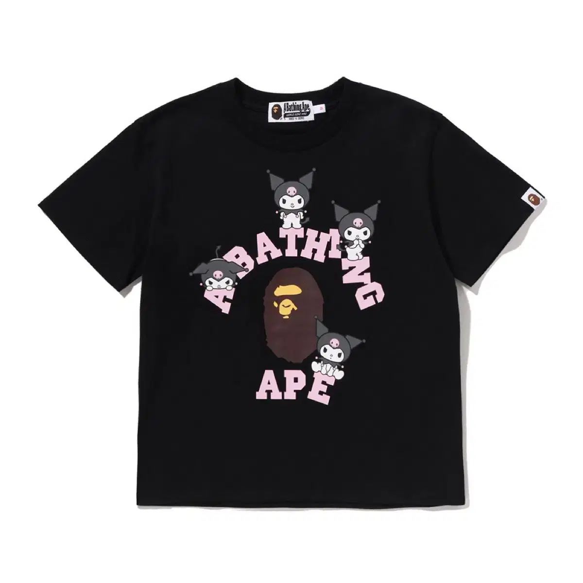 BAPE X KUROMI カレッジ ミニ Tシャツ(W) BLACK