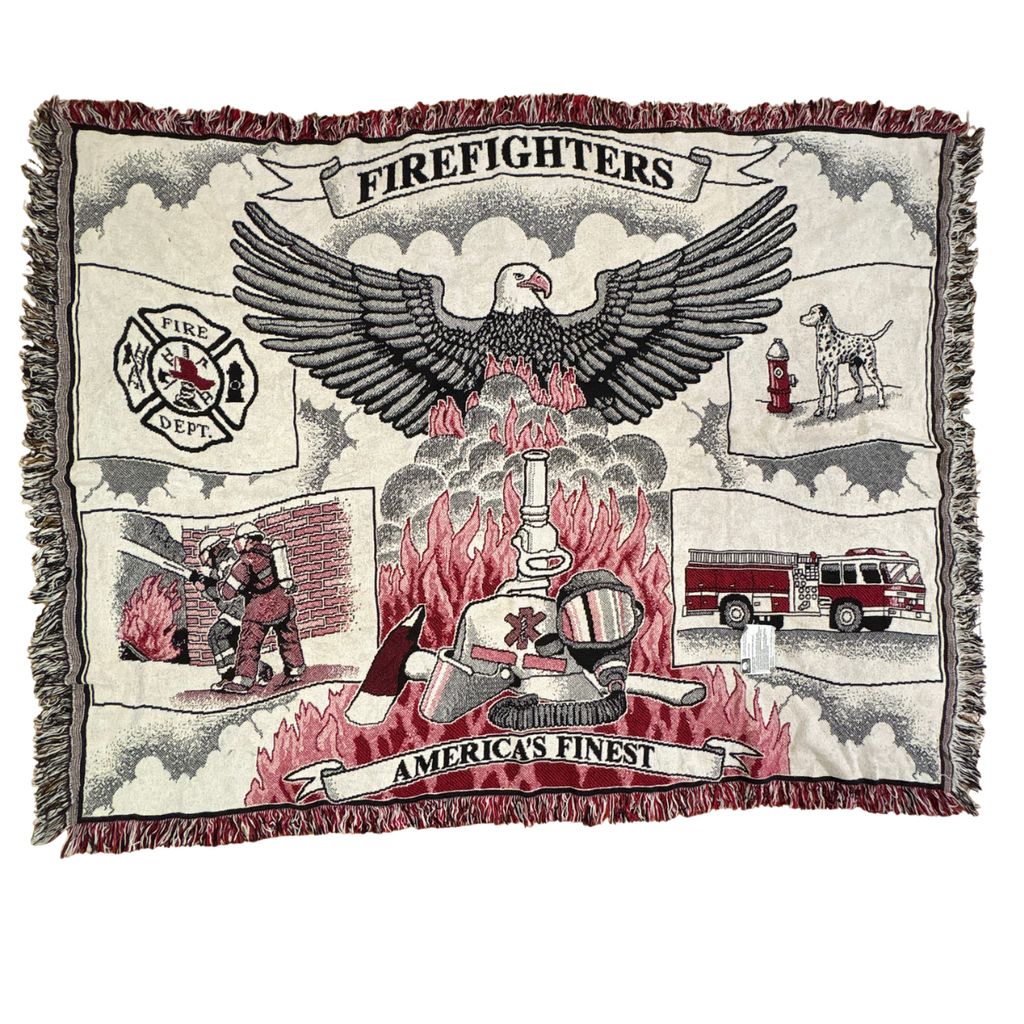 vintageラグ ブランケット マルチカバー タペストリー イーグル ダルメシアン 消防士 Rug Blanket Firefighters 2777