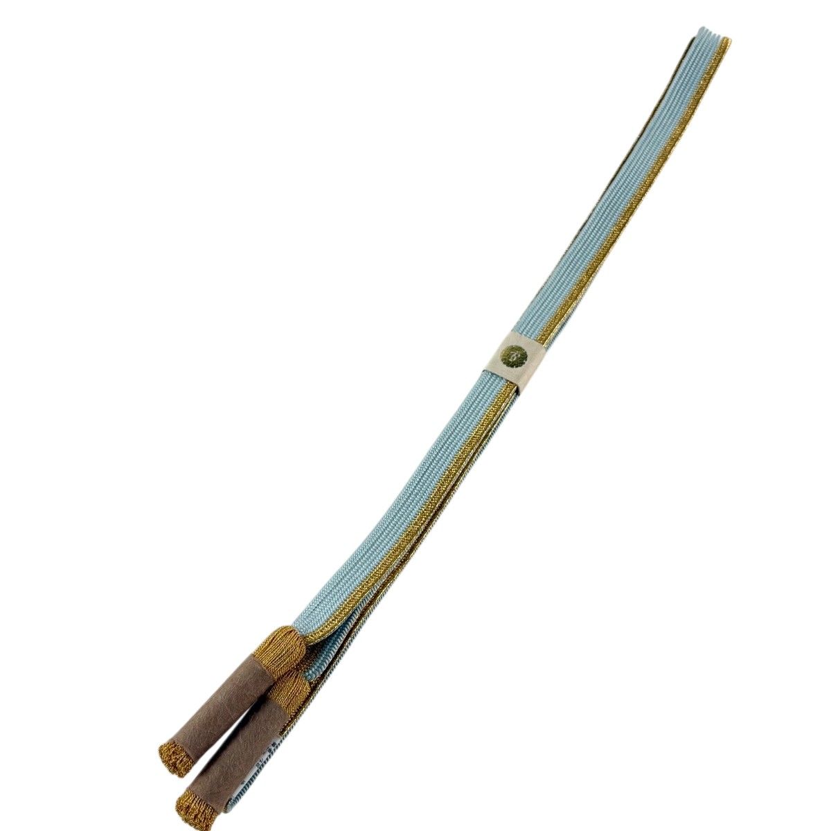 【美品】 帯締め 優品 縞 金糸 水色 正絹 和装小物 【中古】