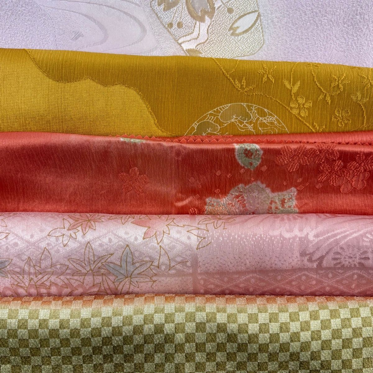 帯揚げ 優品 帯揚げ5枚セット 薄紫 正絹 和装小物 【中古】