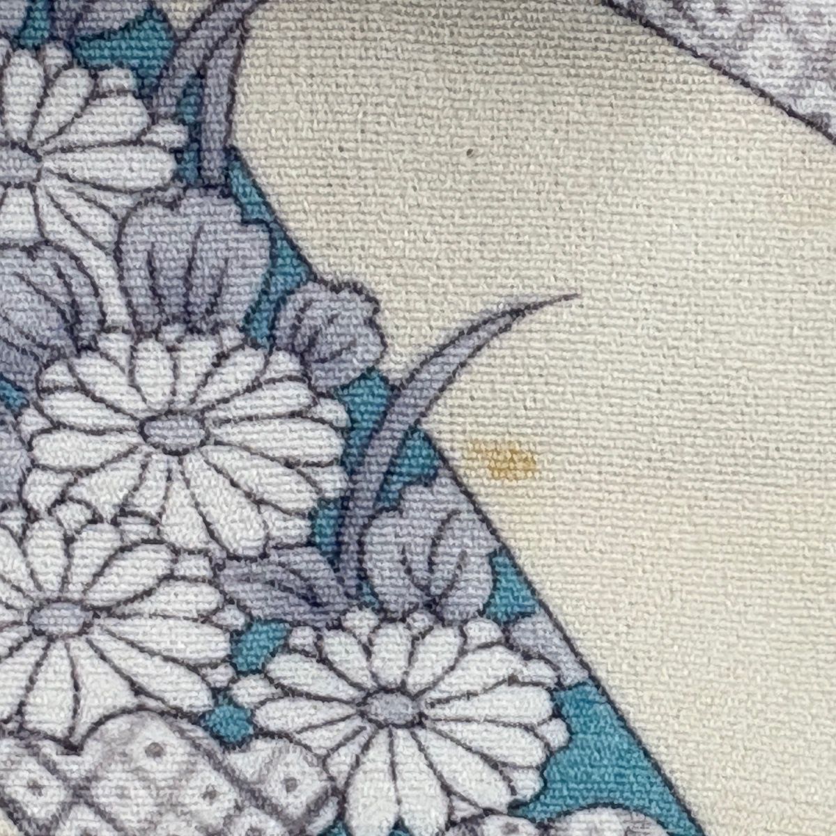 美品】 小紋 身丈157cm 裄丈63.5cm S 袷 草花 短冊 クリーム 正絹 優品 