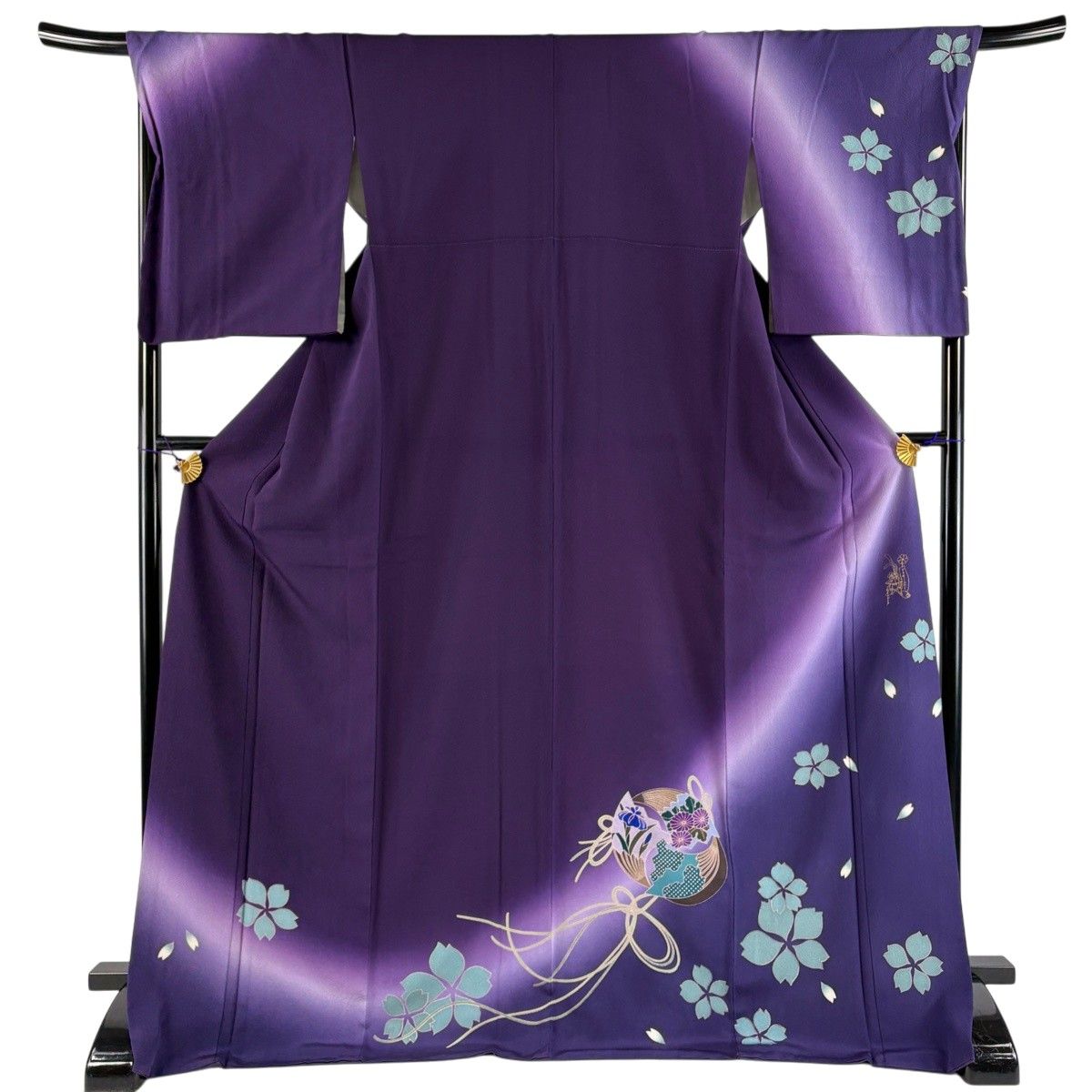 美品】 付下げ 身丈174.5cm 裄丈69cm L 袷 辻村ジュサブロー 落款 桜