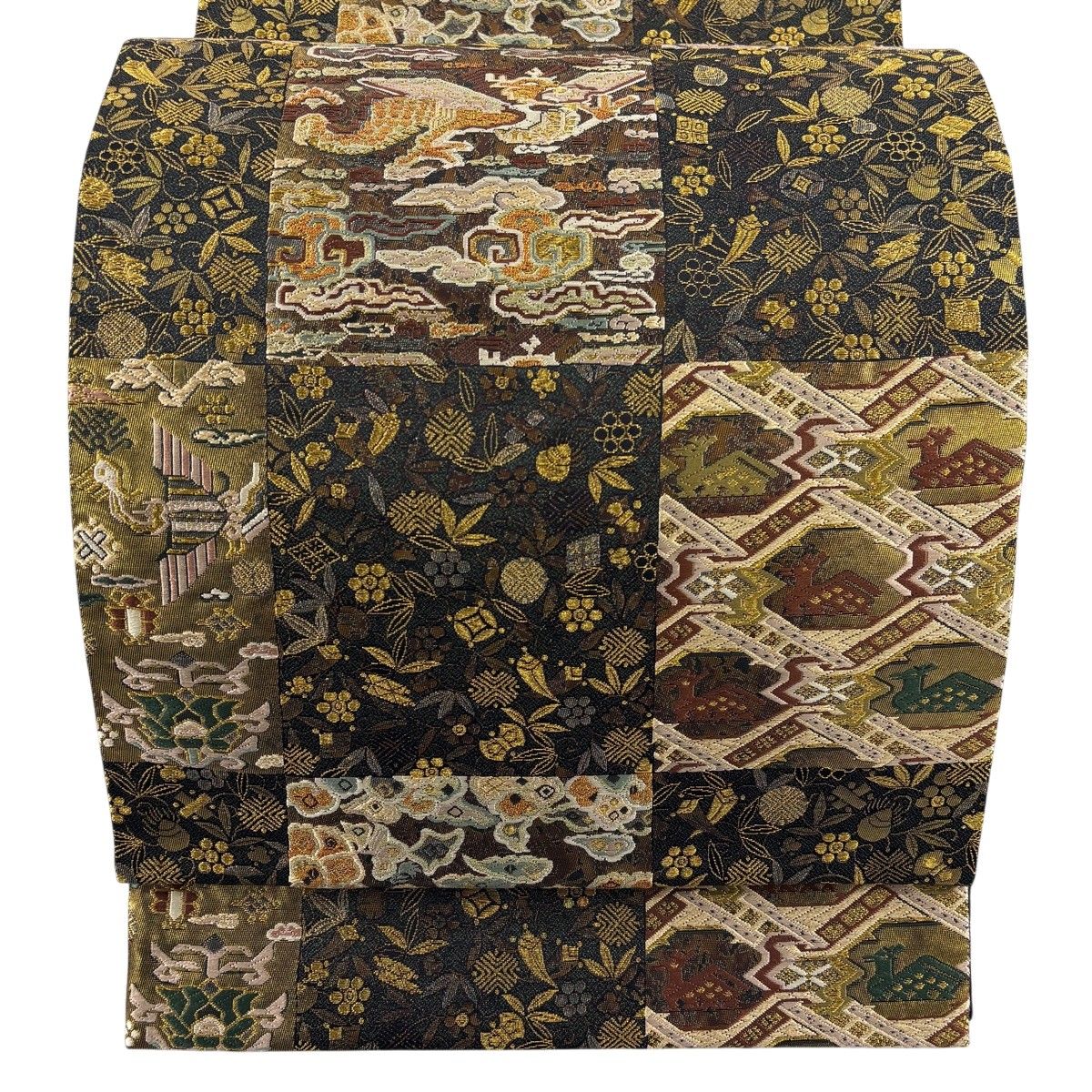 【美品】 袋帯 名品 笹蔓 有栖川 箔 唐織 黒 六通 正絹 【中古】