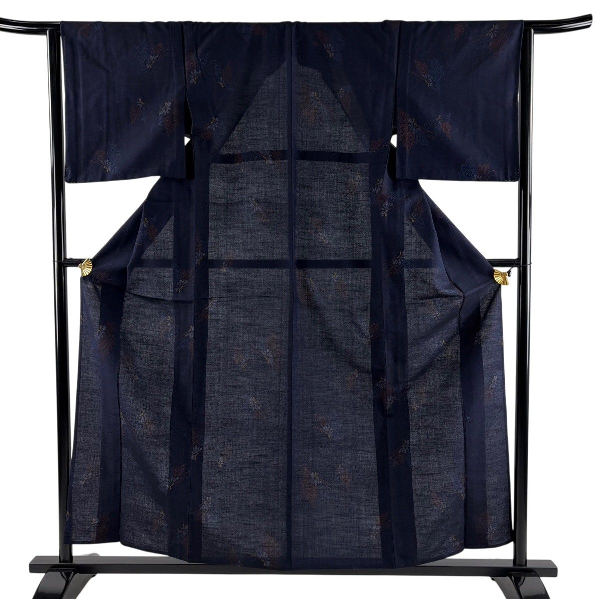 【美品】 紬 身丈159cm 裄丈64cm M 単衣 蝶 亀甲絣 濃紺 正絹 秀品 【中古】 9,472円