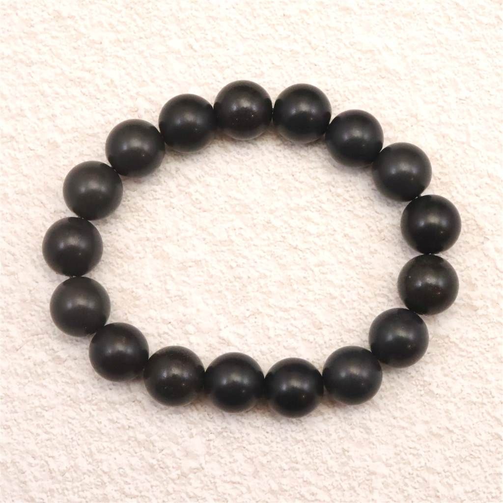 三重県産 那智黒石 12mm玉ブレスレット　証明書付 41.2ｇ 【榎本通商89589】