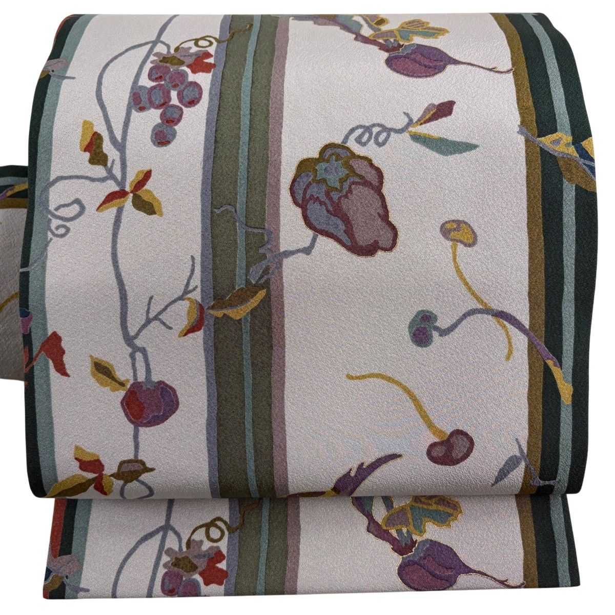 【美品】 名古屋帯 秀品 生り物 縞 金彩 灰紫 正絹 【中古】 8,968円