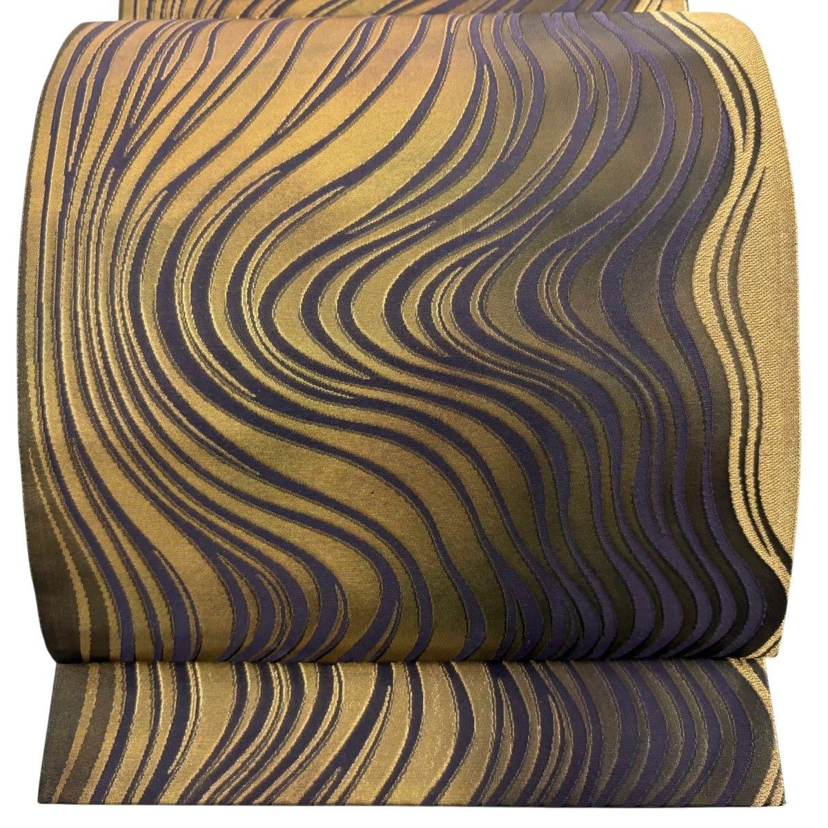 【美品】 袋帯 秀品 幾何学模様 金糸 箔 金色 六通 正絹 【中古】