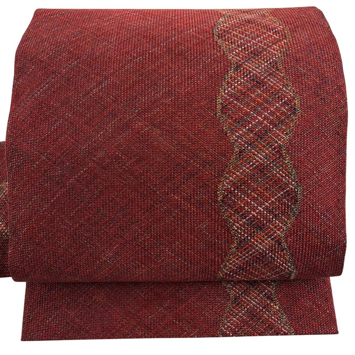【美品】 名古屋帯 秀品 八寸名古屋帯 幾何学模様 金糸 赤 正絹 【中古】
