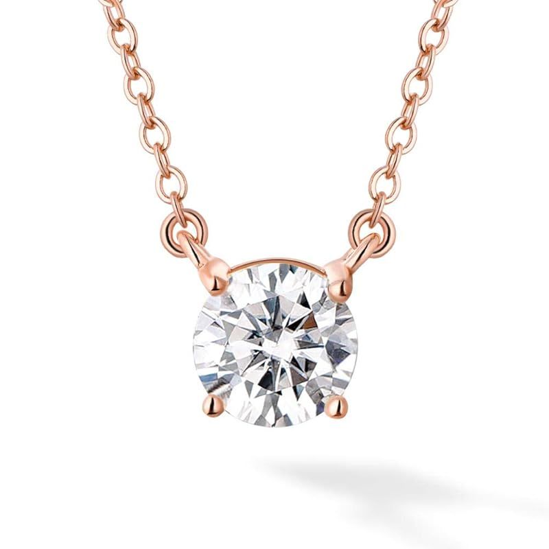 [Gift from New York] ネックレス レディース モアサナイト 一粒 1ct 18金 ピンクゴールド 加工 シルバー925 ブランド 誕生日プレゼント 女性