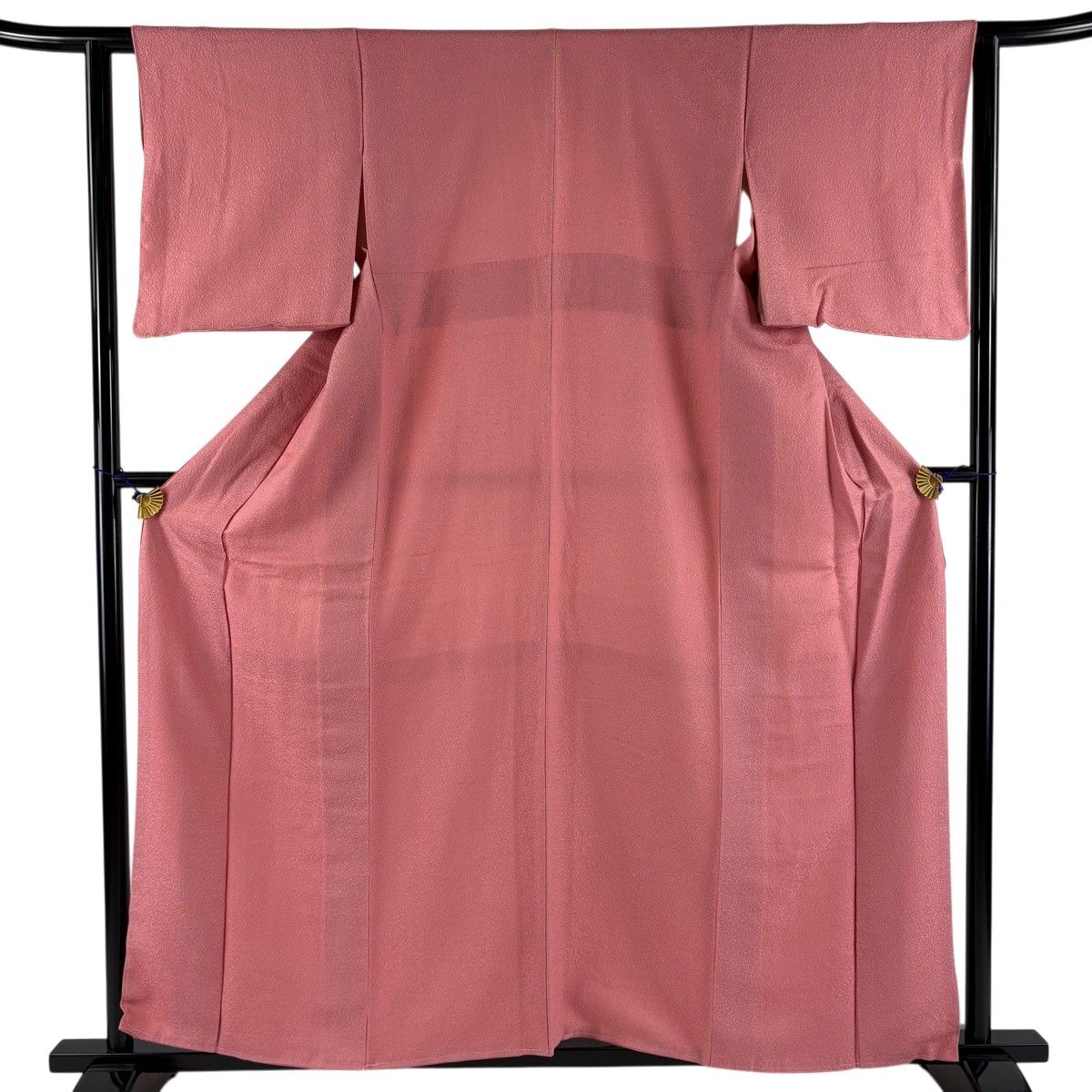 紬 身丈158cm 裄丈65.5cm M 袷 ピンクベージュ 正絹 名品 中古 紬 |