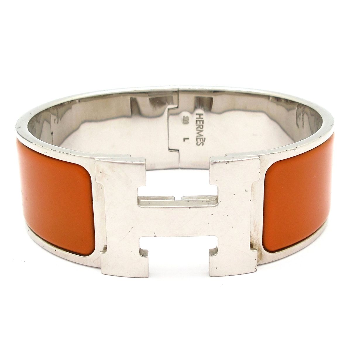 HERMES(エルメス) バングル美品 クリック・クラックH シルバー×ブラウン