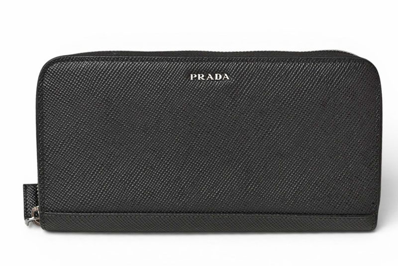 プラダ アウトレット 財布 メンズ PRADA 長財布/ラウンドファスナー SAFFIANO/サフィアノ ブラック 2ML317【中古】