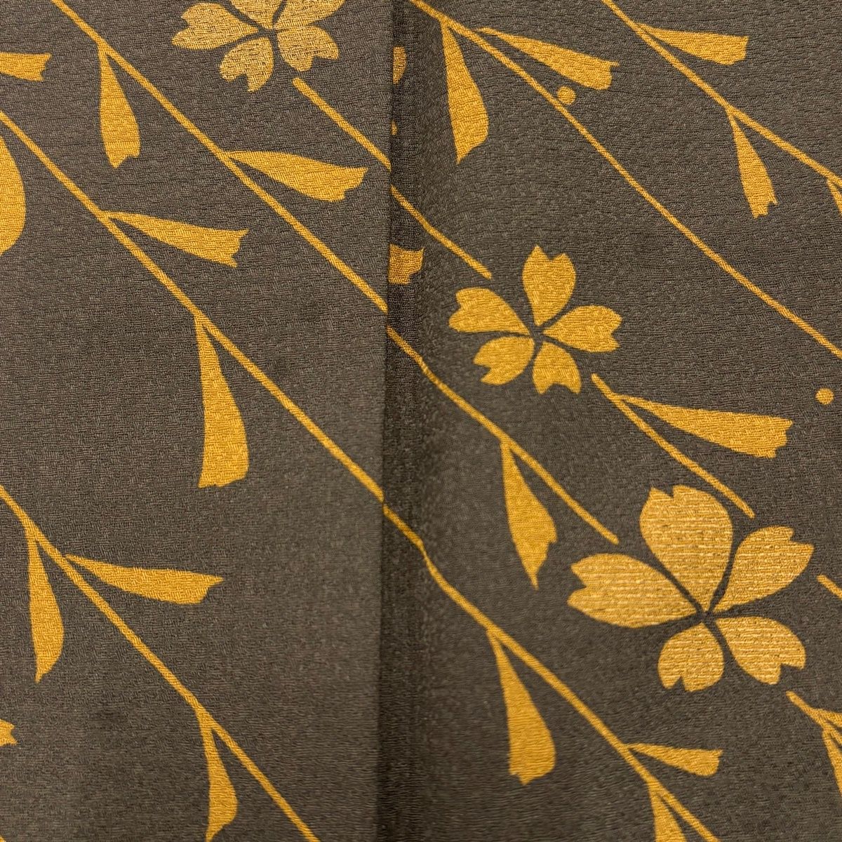 訪問着 身丈167.5cm 裄丈67.5cm L 袷 枝垂れ桜 灰茶 正絹 秀品 【中古