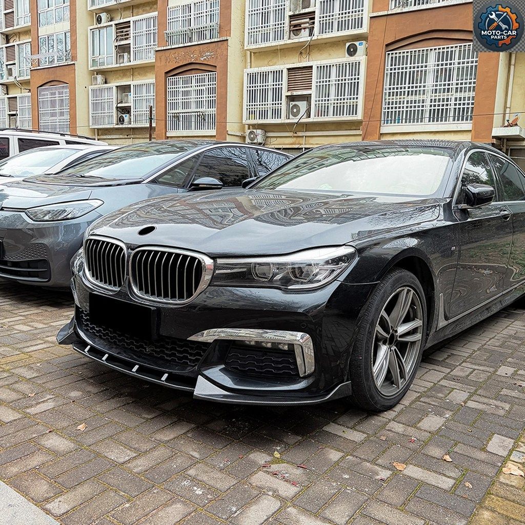 BMW 7シリーズ G11 G12 Mスポーツ 2016-2018用 フロントバンパースポイラーリップ カーボンファイバー調/グロス仕上げ ロワースプリッター