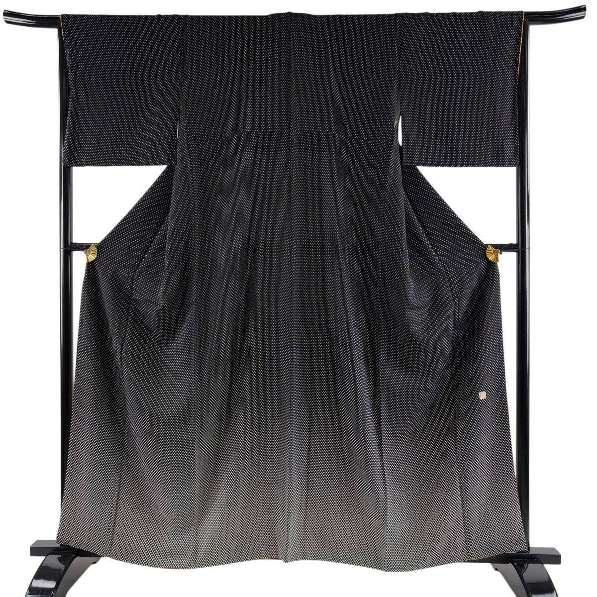 【美品】 付下げ 身丈160cm 裄丈64.5cm M 袷 落款 ドット柄 黒 正絹 秀品 【中古】