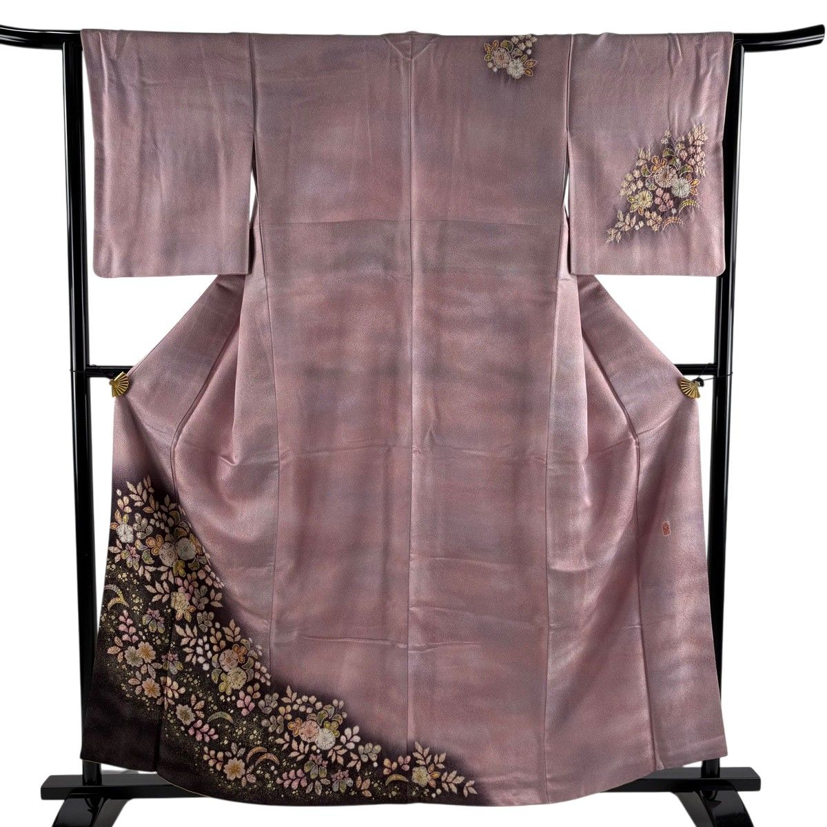 美品】 訪問着 身丈160cm 裄丈63cm S 袷 翠山工房 落款 辻が花 桐 銀