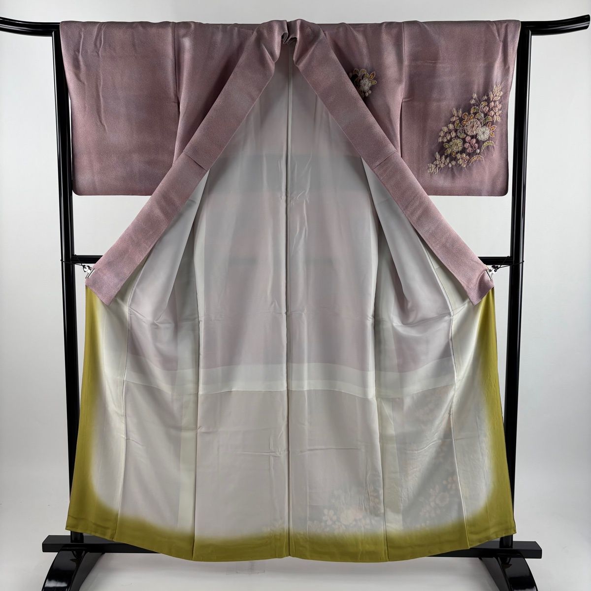 美品】 訪問着 身丈160cm 裄丈63cm S 袷 翠山工房 落款 辻が花 桐 銀