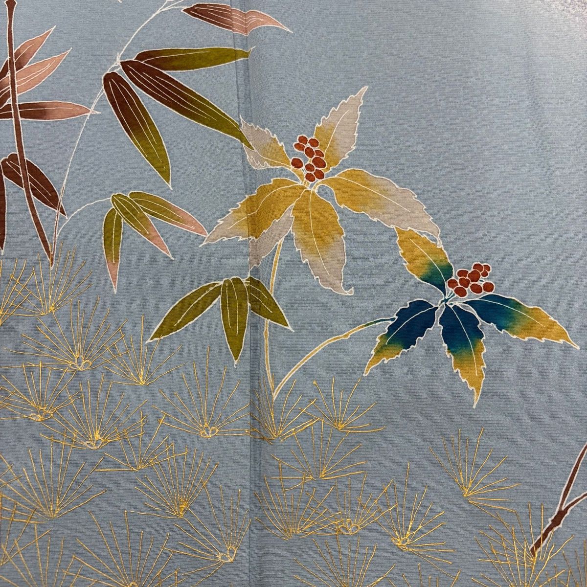 美品】 訪問着 身丈154.5cm 裄丈62.5cm S 袷 落款 草花 松 金彩