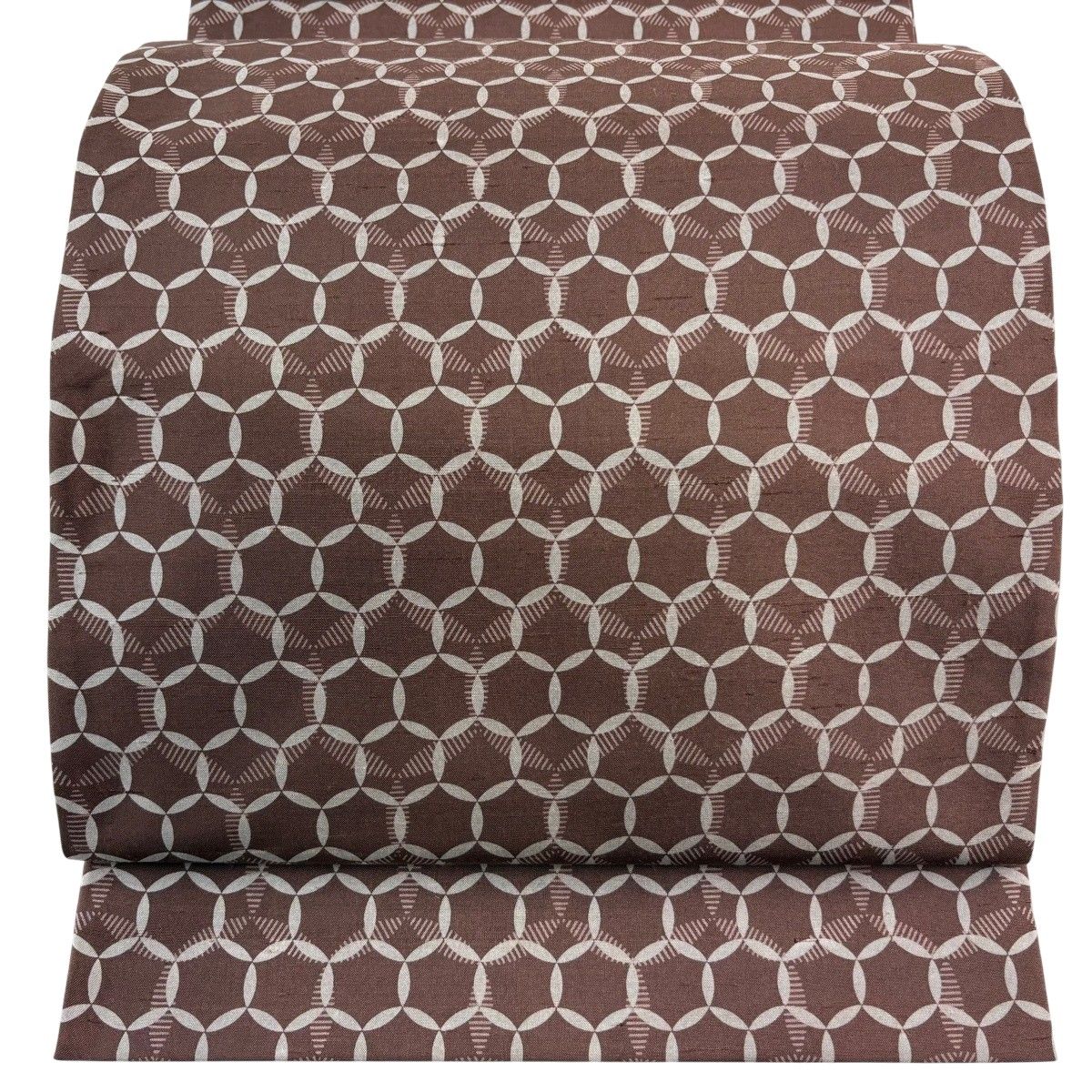 【美品】 袋帯 秀品 変わり七宝 茶紫 全通 正絹 【中古】