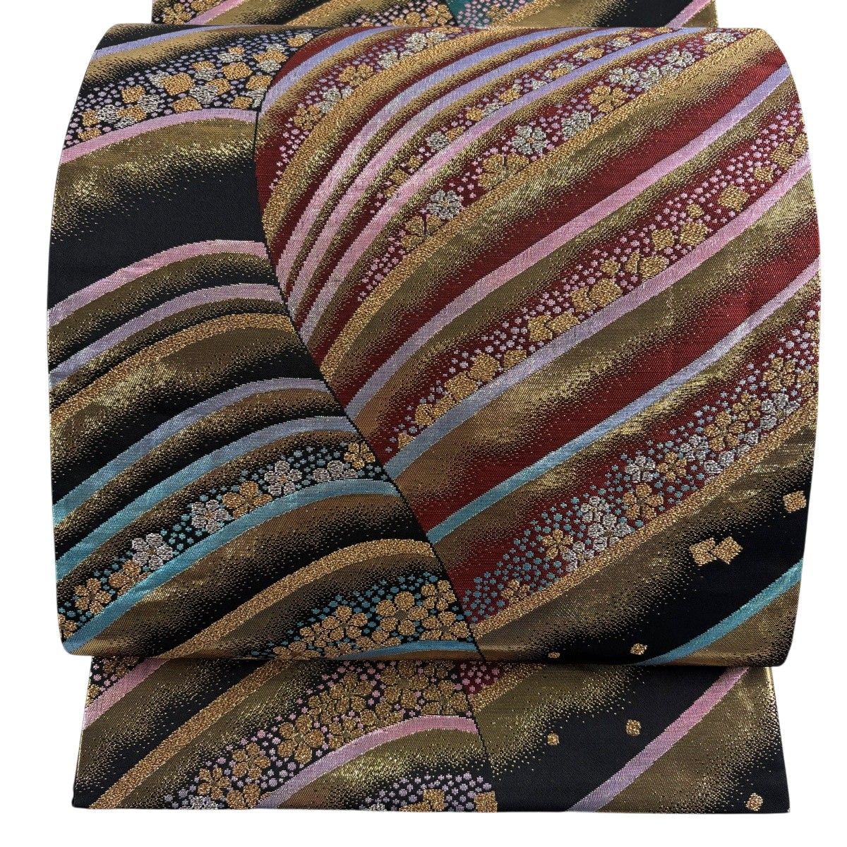 【美品】 袋帯 秀品 花 箔散らし柄 箔 黒 六通 正絹 【中古】 7,448円