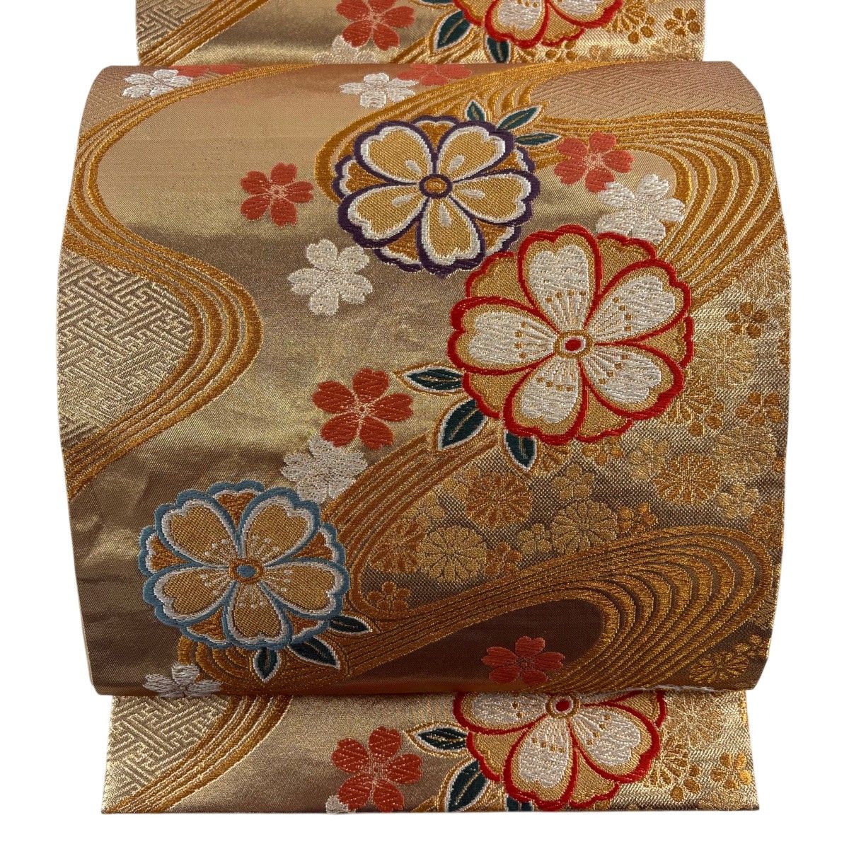 袋帯 秀品 桜 流水 金糸 箔 金色 六通 正絹 【中古】 - メルカリ 袋帯 秀品 桜 流水 金糸 箔 金色 六通 正絹 【中古】 - メルカリ
