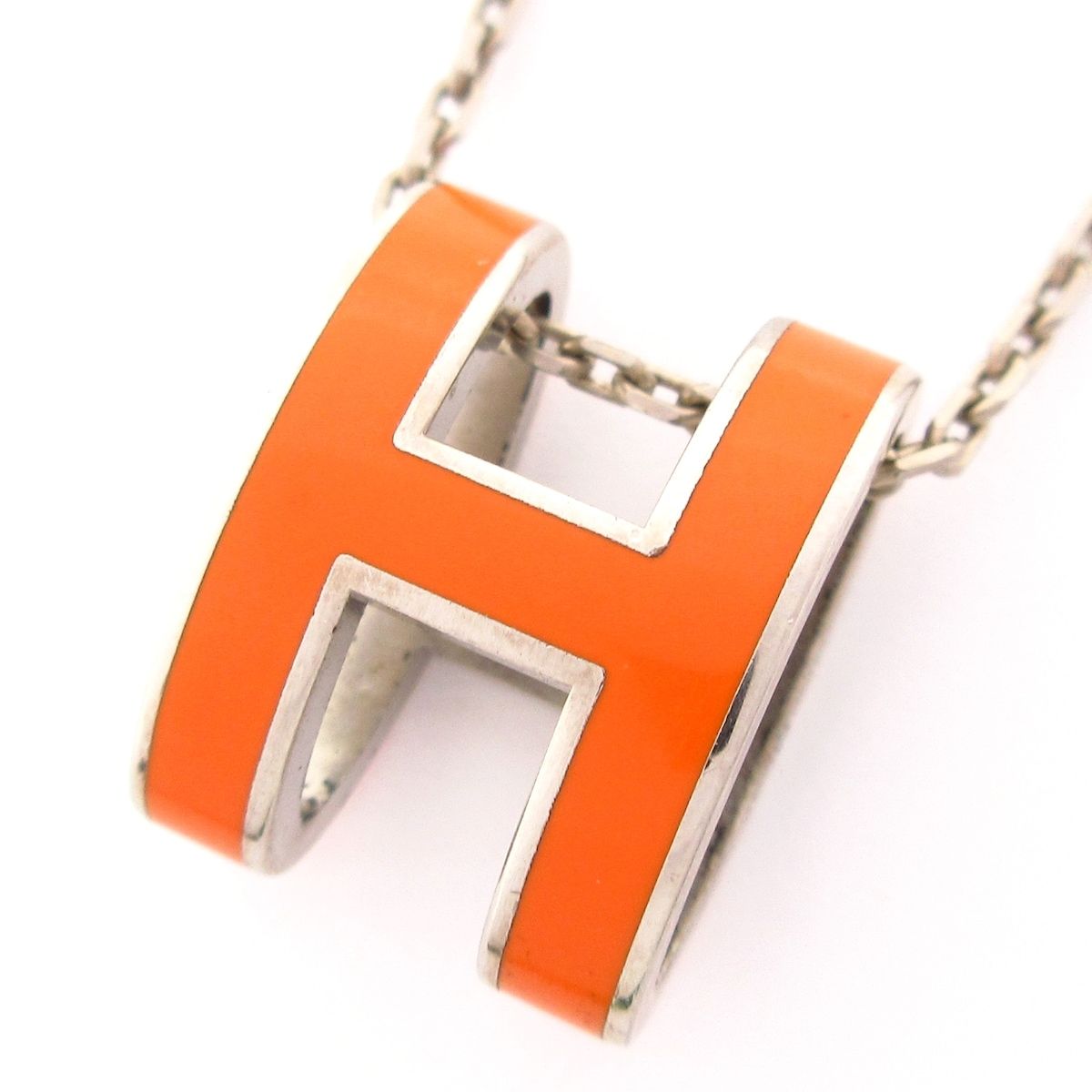 HERMES(エルメス) ネックレス ポップアッシュ シルバー×オレンジ