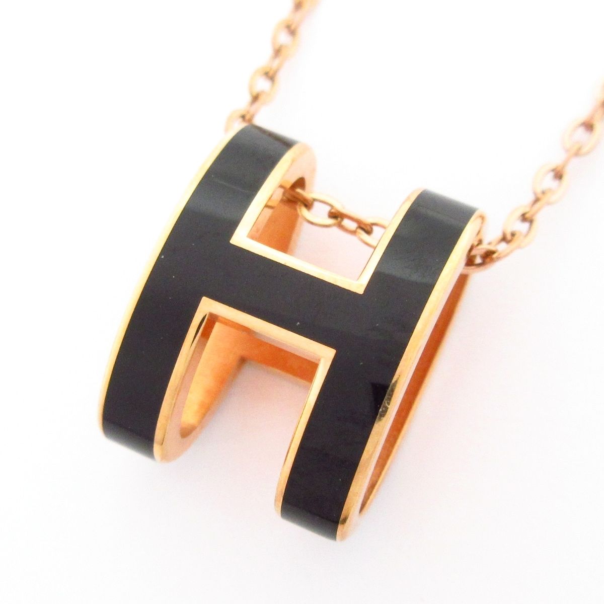 HERMES(エルメス) ネックレス ポップアッシュ ピンクゴールド×黒