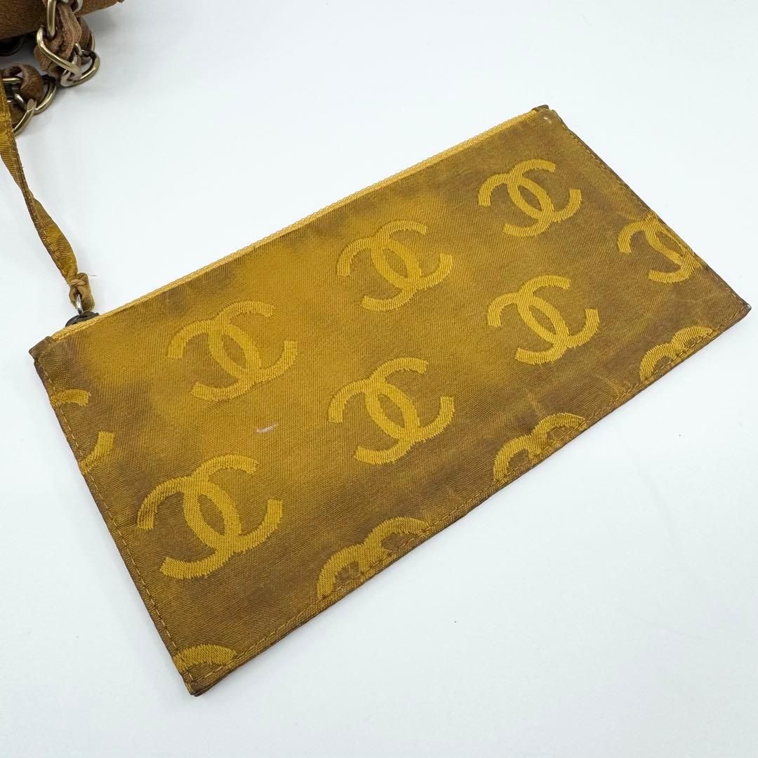 美品】CHANEL シャネル チェーン ショルダーバッグ ムートン ブラウン 