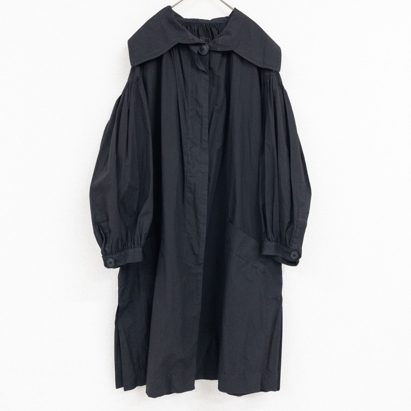Vivienne Westwood ANGLOMANIA ヴィヴィアンウエストウッド アングロマニア コート シャツワンピース 襟付き パフスリーブ コットン ブラック イタリア製 レディース b01531