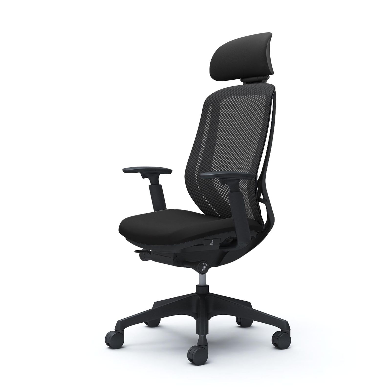 オカムラ シルフィー オフィスチェア デスクチェア 完成品 組立不要 エクストラハイバック 可動ヘッドレスト メッシュ アジャストアーム ブラック樹脂脚 ブラックフレーム ブラック C68EZR-FMP1