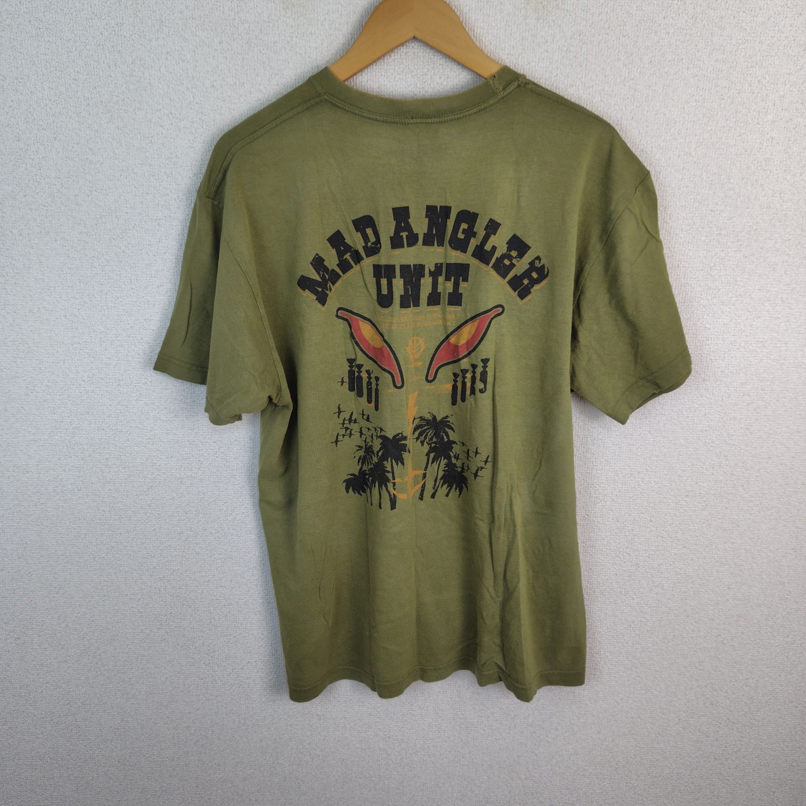 MAD ANGLER UNIT 半袖Tシャツ ジオン公国 水中用モビルスーツ 両面プリント カーキ メンズ 古着 ストリート ナード系