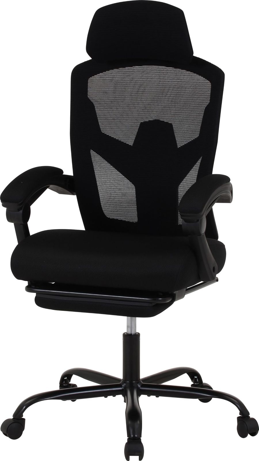 不二貿易 メッシュリクライニングチェア スリープ２ ＢＫ 幅66×奥行66.5×高さ112.5cm ブラック 高さ調整 フットレスト 37911