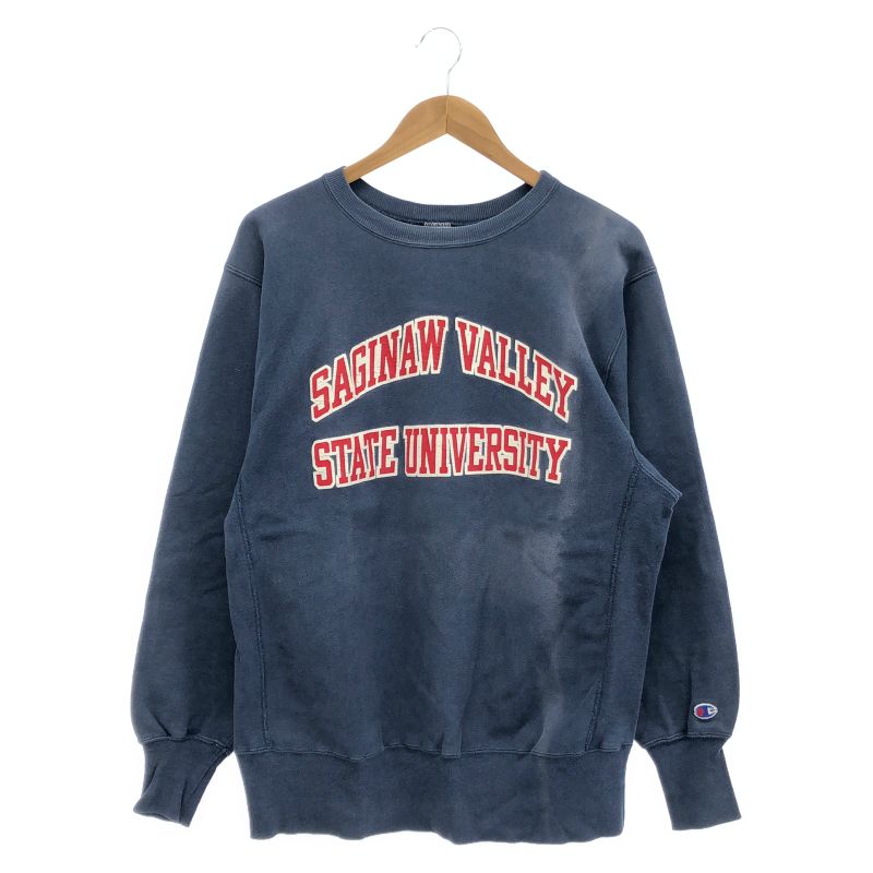 【中古】90s Champion REVERSE WEAVE スウェット サイズL ネイビー チャンピオン リバースウィーブ SAGINAW VALLEY[19]